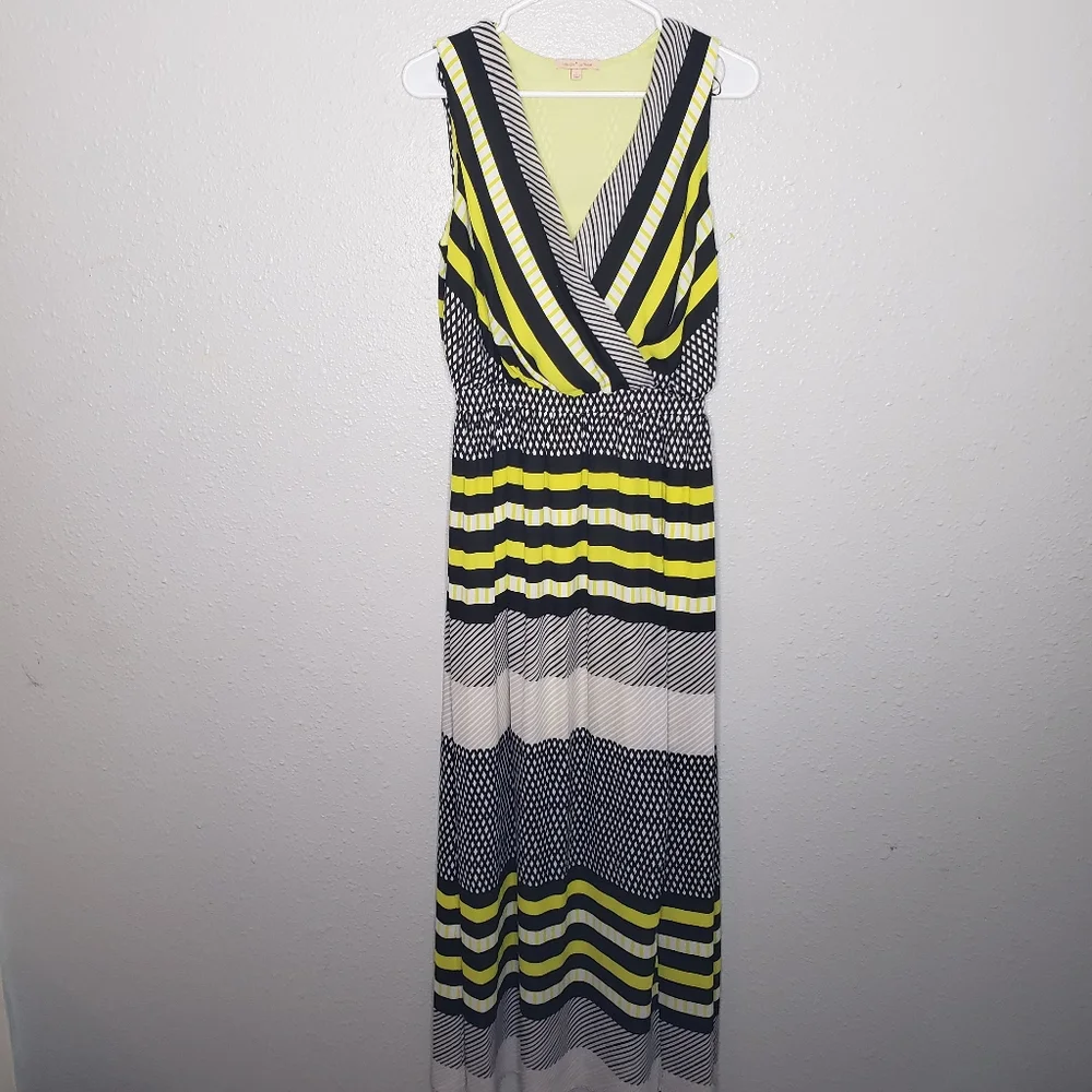 Gibson Latimer sleeveless striped summer maxi dress  SZ Small